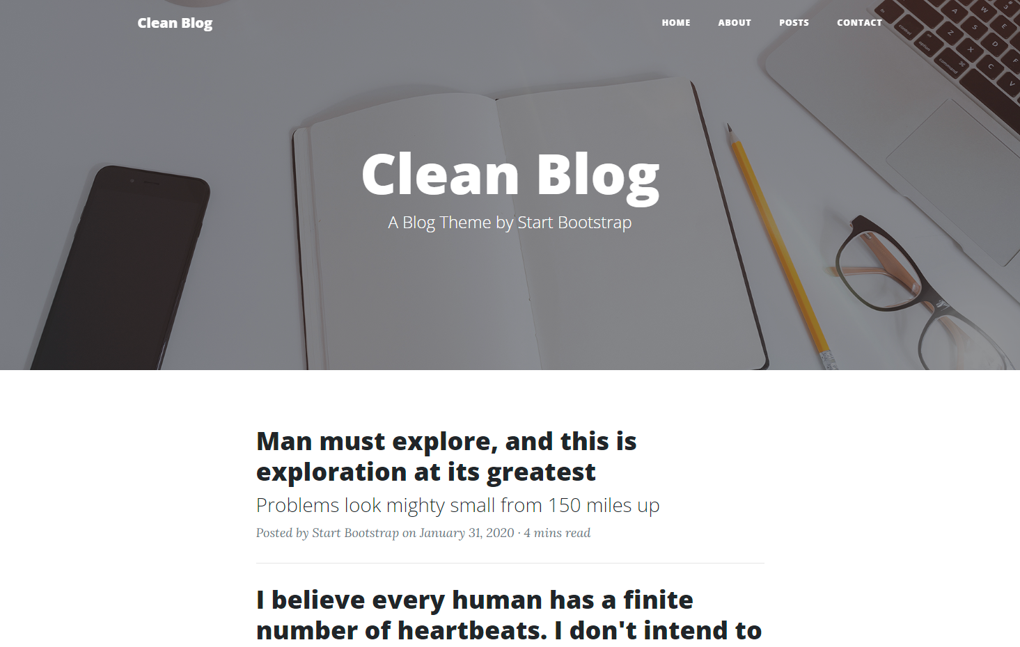 Screenshot Clean Blog