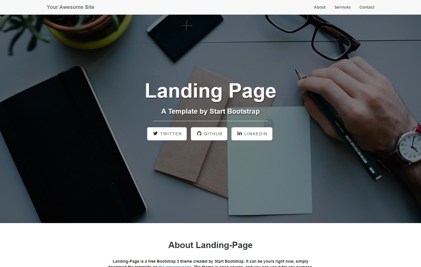 Screenshot Landing Page