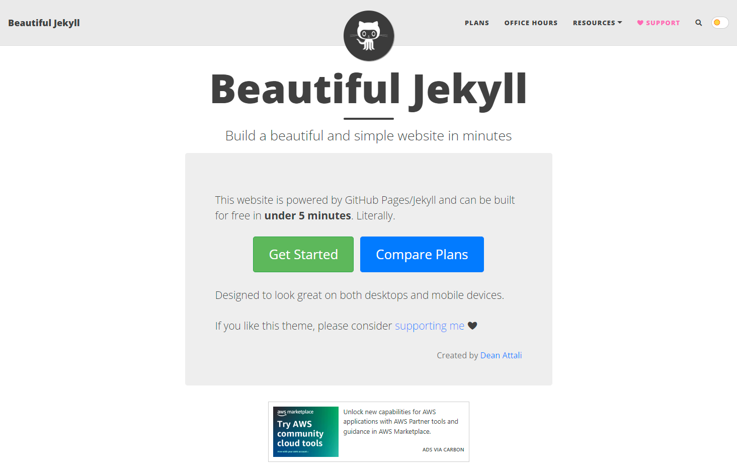 Screenshot Beautiful Jekyll