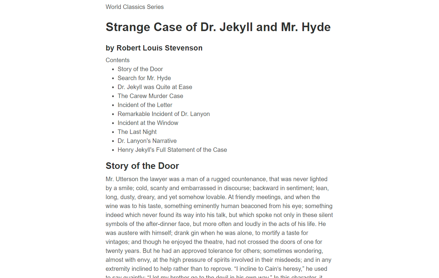 Screenshot Dr Jekyll's Classics Book