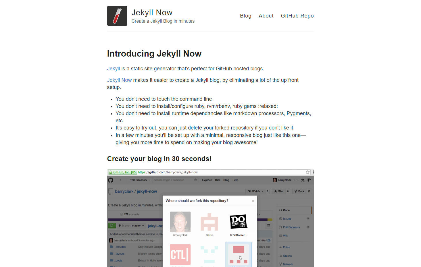 Screenshot Jekyll Now