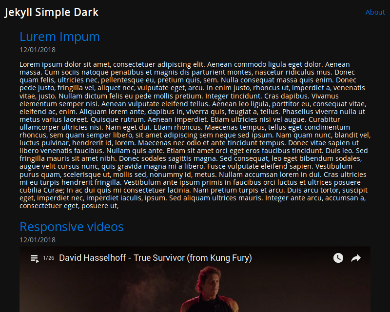 Screenshot Jekyll Simple dark