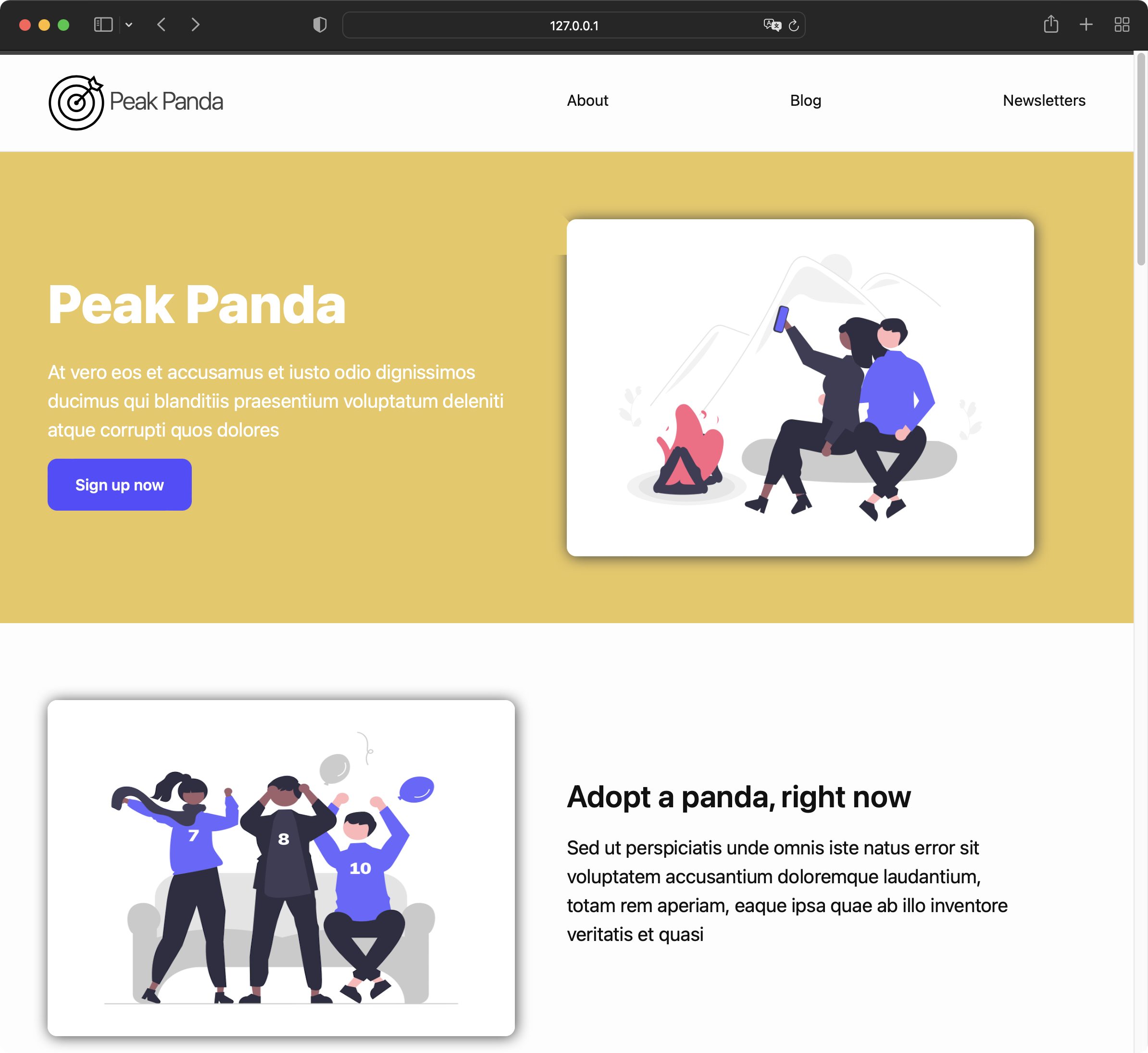 Screenshot Peak Panda Landing Page