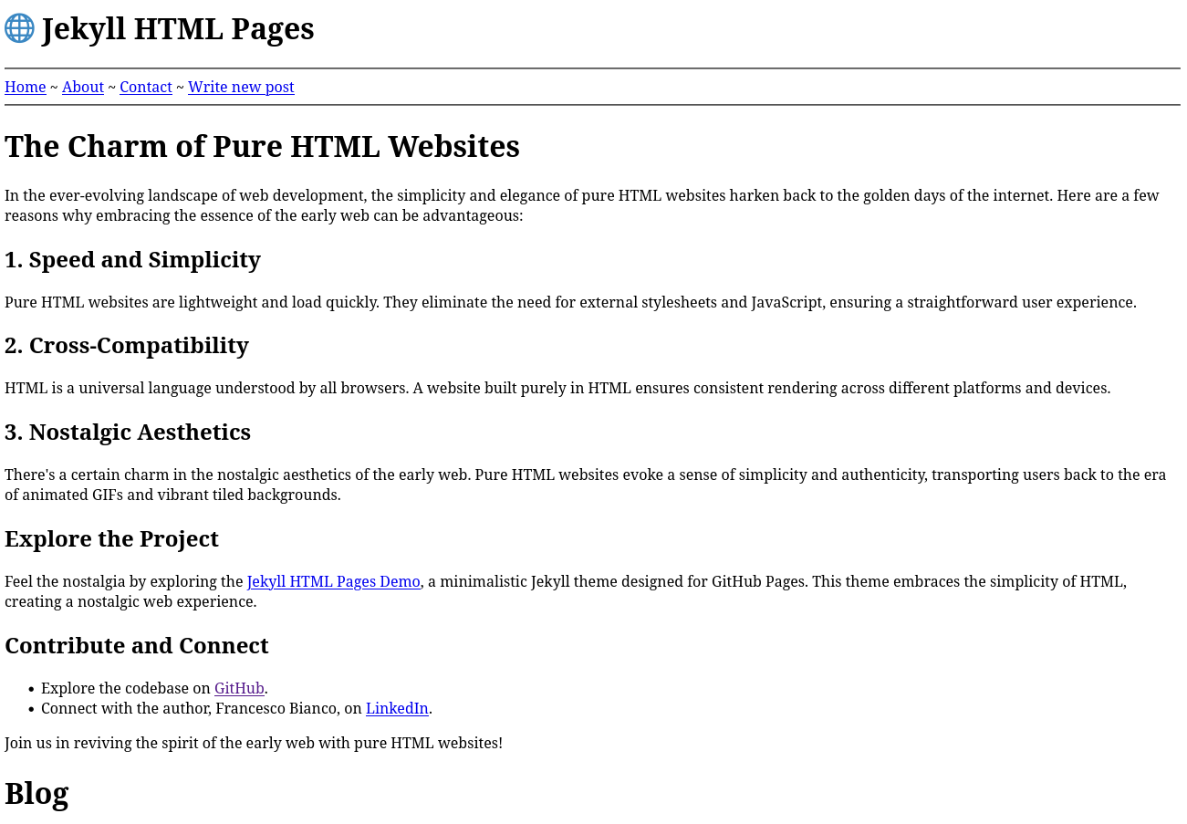 Screenshot Jekyll HTML Pages